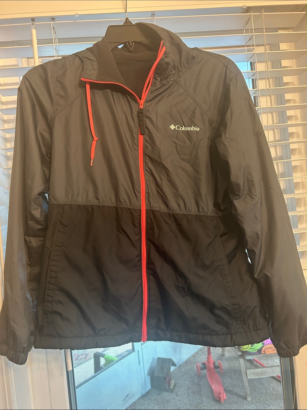 Columbia Grey and Blaxk Jacket with pink Trim